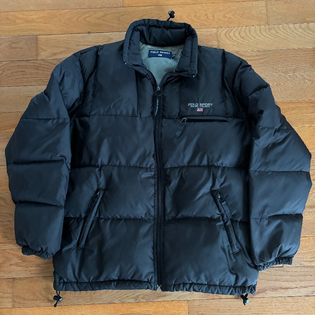 Vintage Polo Sport Down Jacket Xxl Ralph Lauren Puffer Black Coat Y2k